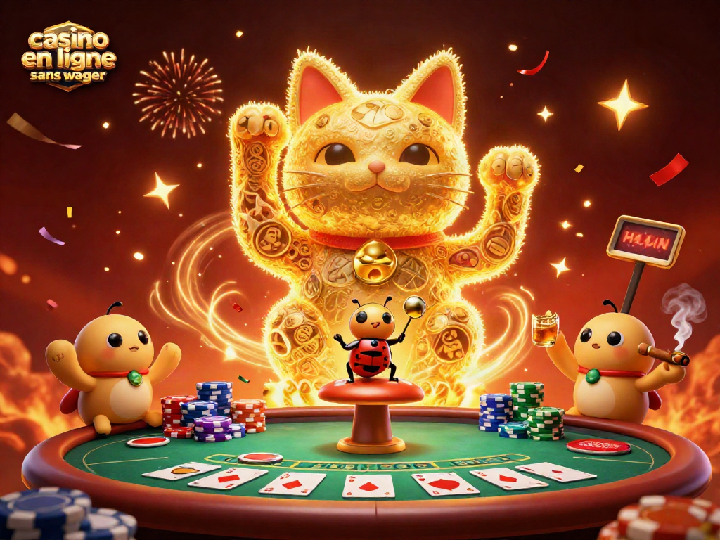 Jouez avec casino en ligne sans wager, plein de symboles et festivités dans cette illustration 3D.