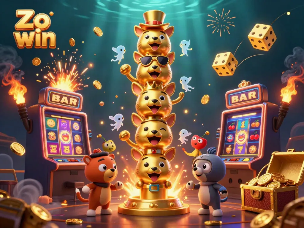 Experience thrilling gaming action at Zo win with vibrant 3D casino elements and lively animations.