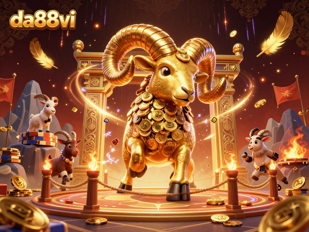 Engage with da88vi's vibrant casino scene featuring a golden ram and dynamic betting elements.