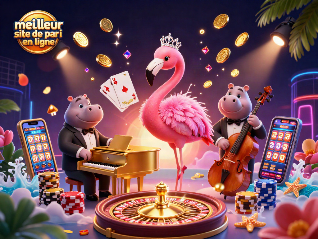 Jouer sur le meilleur site de pari en ligne avec une scène animée de casino remplie de richesse et d'énergie.