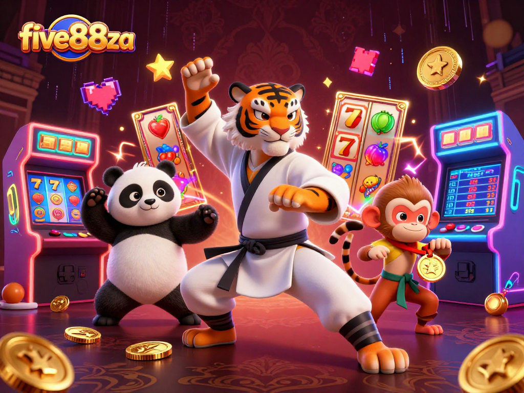 Experience excitement and winning with five88za's vibrant slot scene featuring kung fu characters.