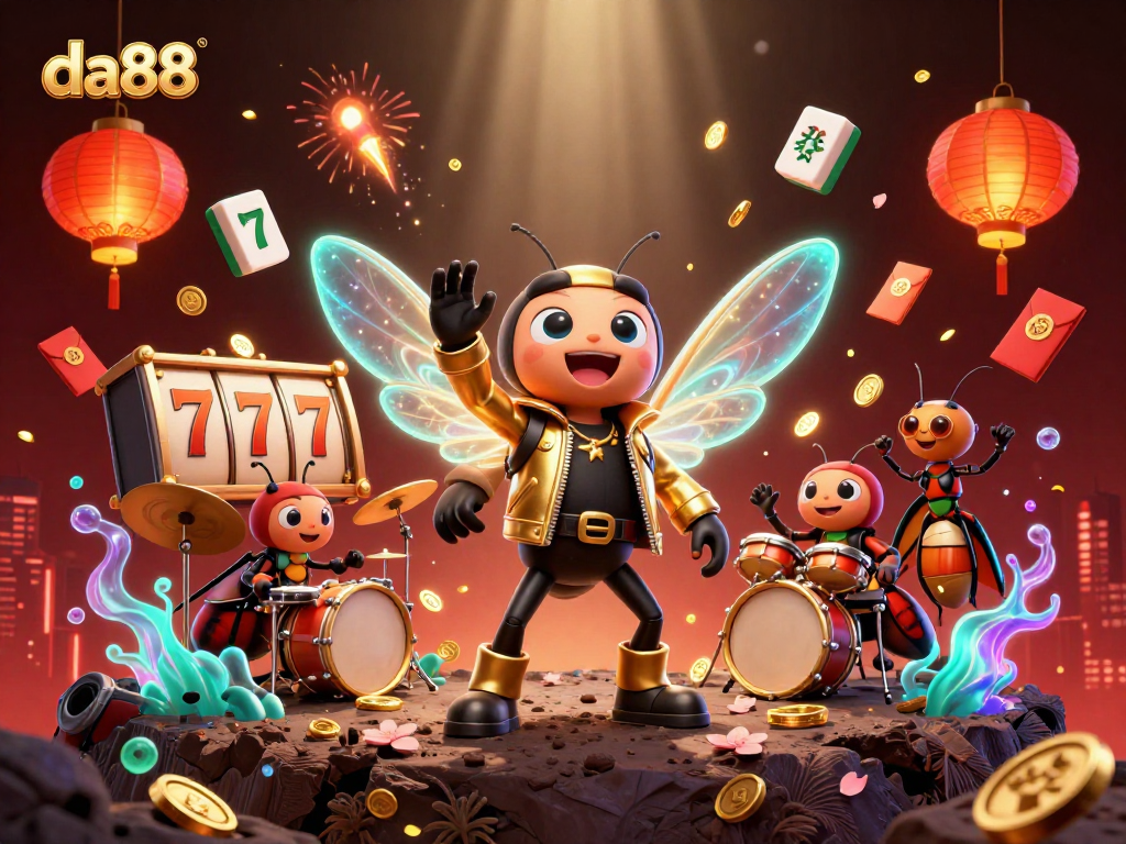 Experience thrilling gameplay at da88 with our vibrant 3D casino illustration showcasing rich slot action.