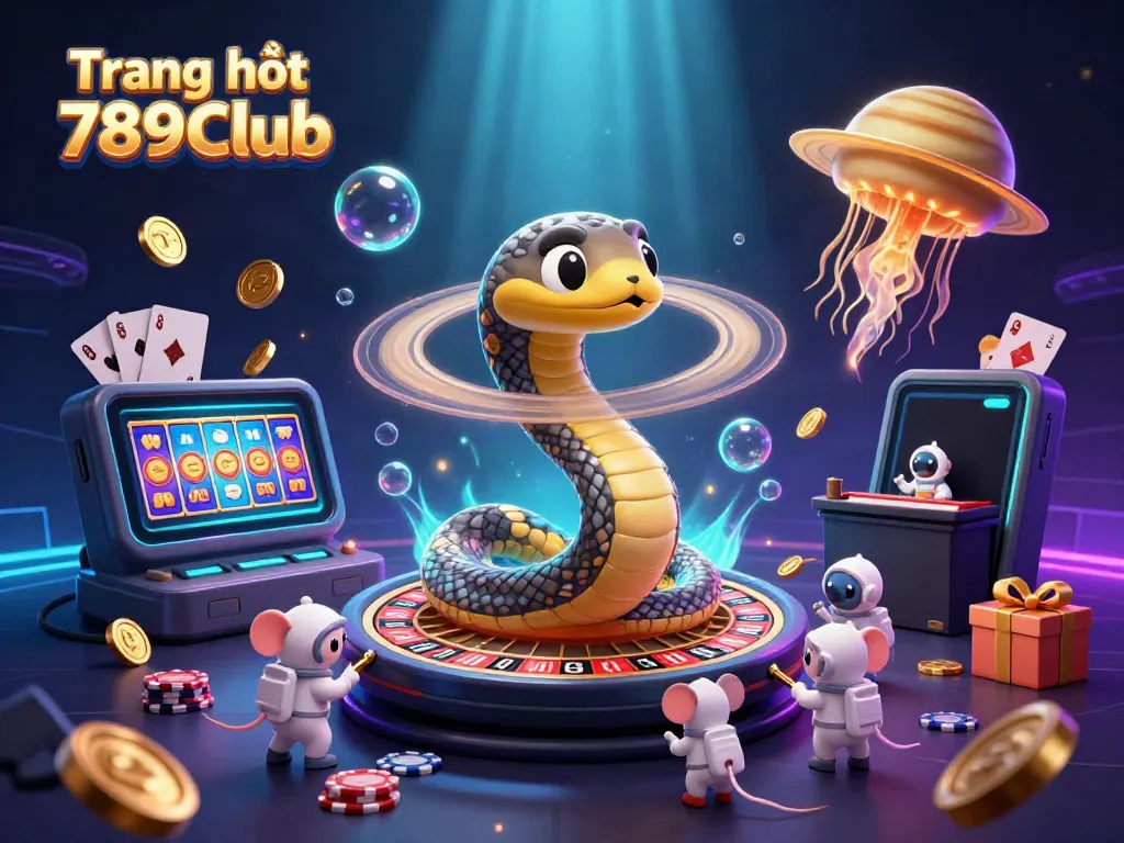 Experience the cosmic thrill of Trang chủ 789Club as astronauts engage in interactive casino betting.