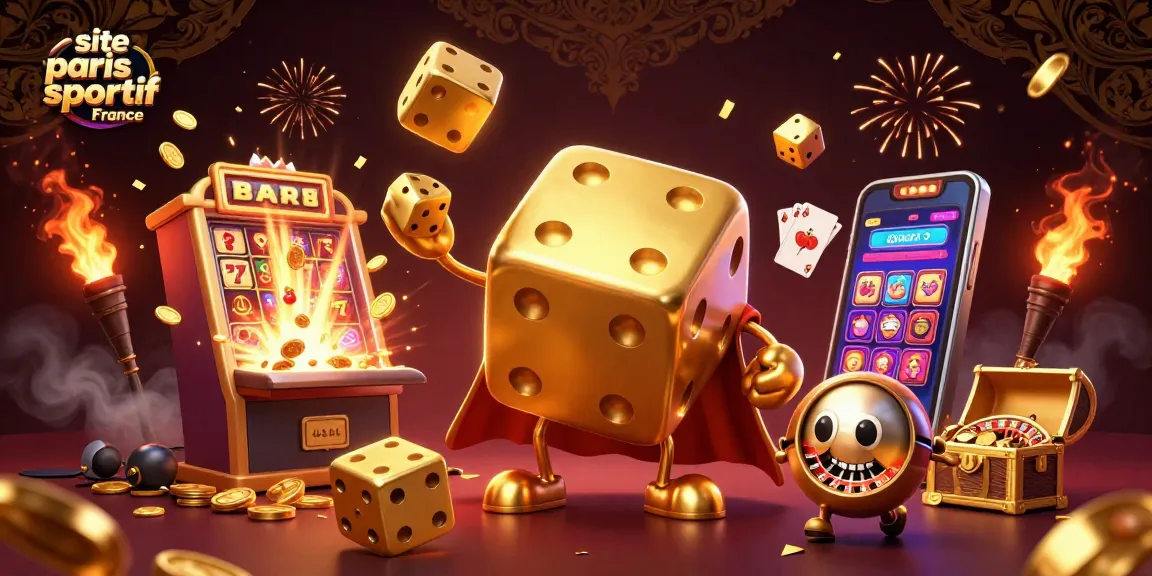 Placer des paris sur le site paris sportif France avec des dés en or et des éléments de casino.
