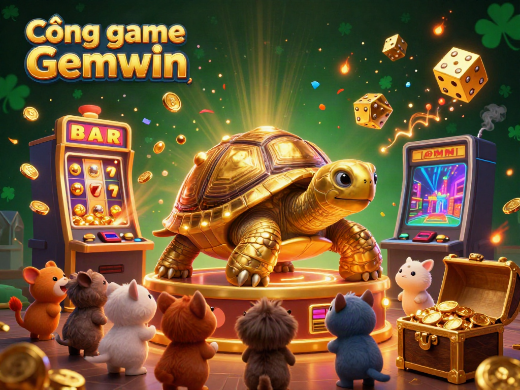 Experience thrilling gaming action at Cổng game Gemwin with the golden tortoise and exciting casino elements.