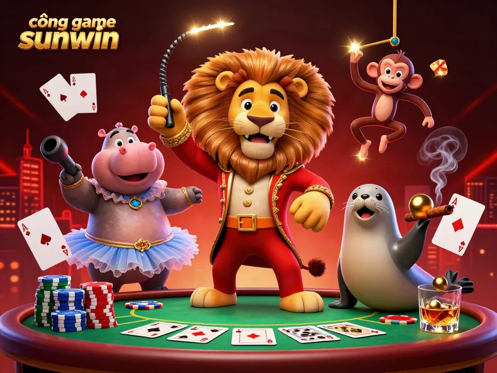Engage with the thrilling experience of cổng game sunwin while witnessing vibrant 3D circus characters in action.