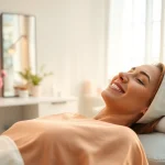 Anti aging Ede: client enjoying a rejuvenating anti-aging facial treatment in a serene beauty salon.