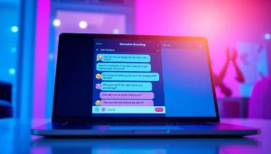 Engaging sexy AI chat experience on a modern laptop with vibrant emojis.