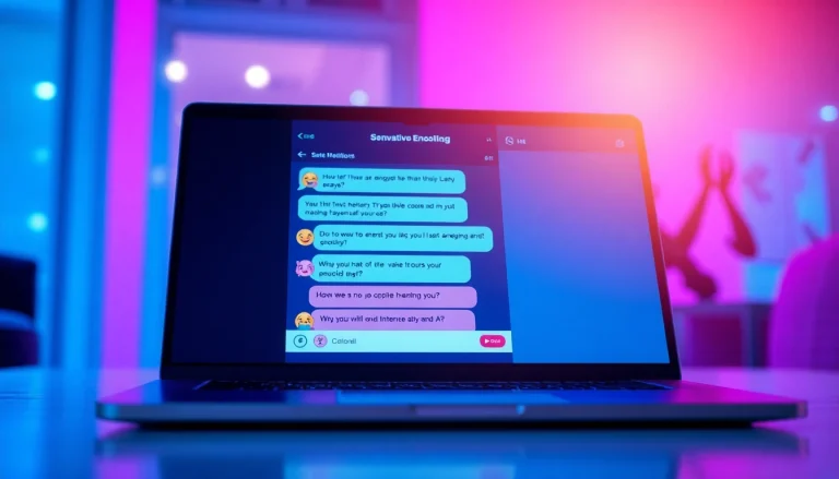 Engaging sexy AI chat experience on a modern laptop with vibrant emojis.