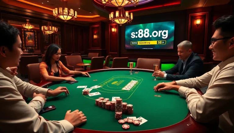 Experience excitement at https://s8s8.org/ with a luxury poker table scene showcasing vibrant chips and cards.