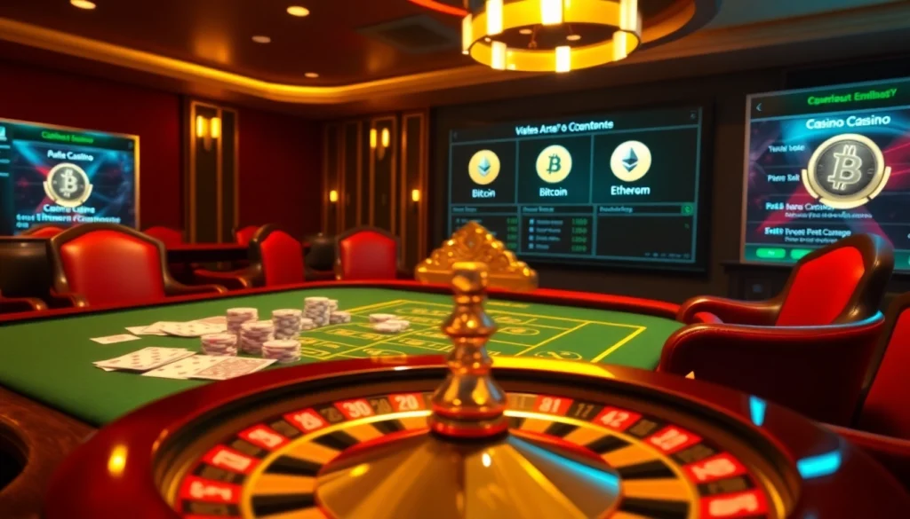 Experience thrilling action at a casino crypto en ligne while engaging with elegant poker tables and cryptocurrency options.