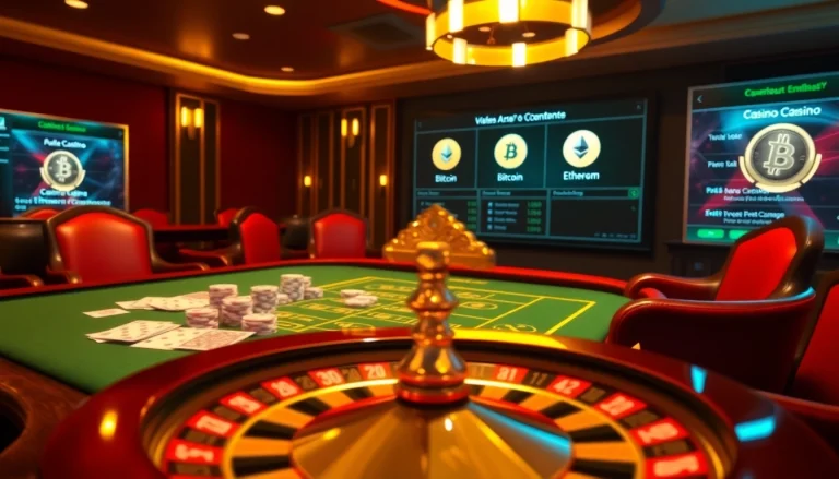 Experience thrilling action at a casino crypto en ligne while engaging with elegant poker tables and cryptocurrency options.