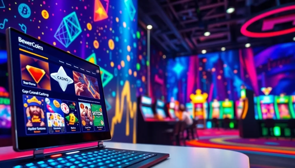 Meilleurs casino crypto avec une interface numérique moderne et colorée.