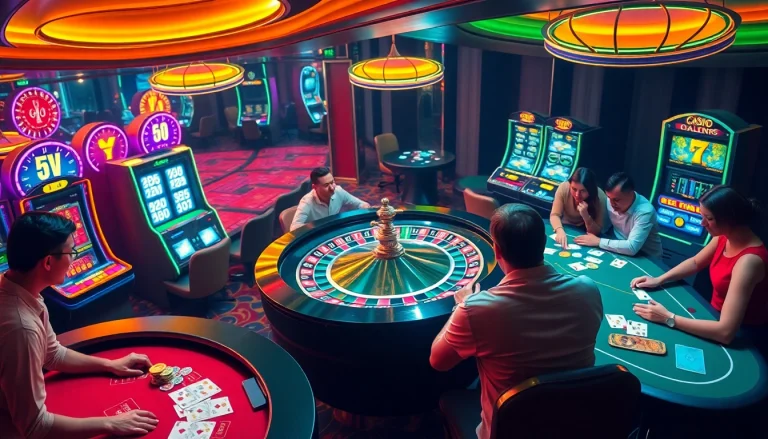 Engaging casino crypto scene with vibrant roulette wheel and players enjoying crypto gambling.