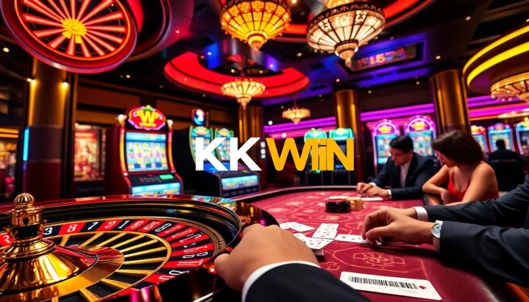 Players engaging in thrilling casino games at KK Win, showcasing excitement and luxury.