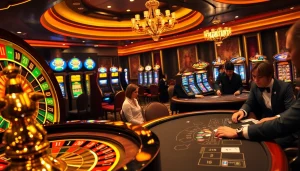 Experience the thrill of gambling at https://dn88.bio/ with players engaged at a vibrant casino table.