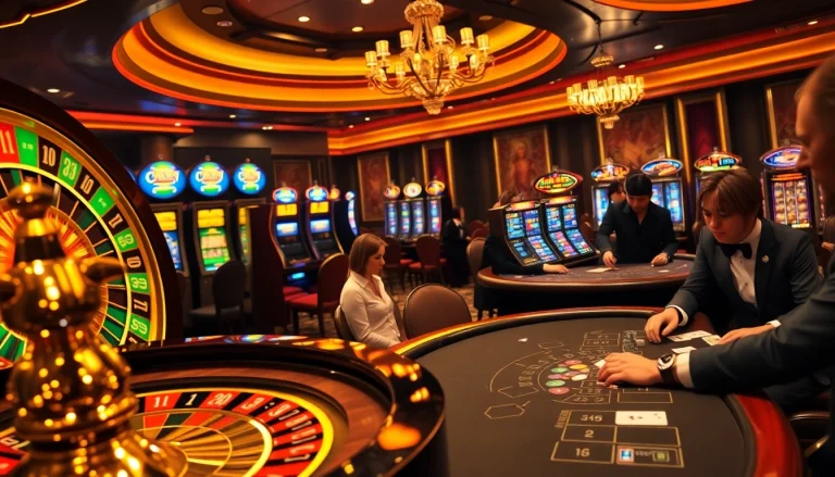 Experience the thrill of gambling at https://dn88.bio/ with players engaged at a vibrant casino table.