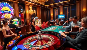 Casino players enjoy thrilling games of luck at 98win vin, with roulette and poker tables creating excitement.