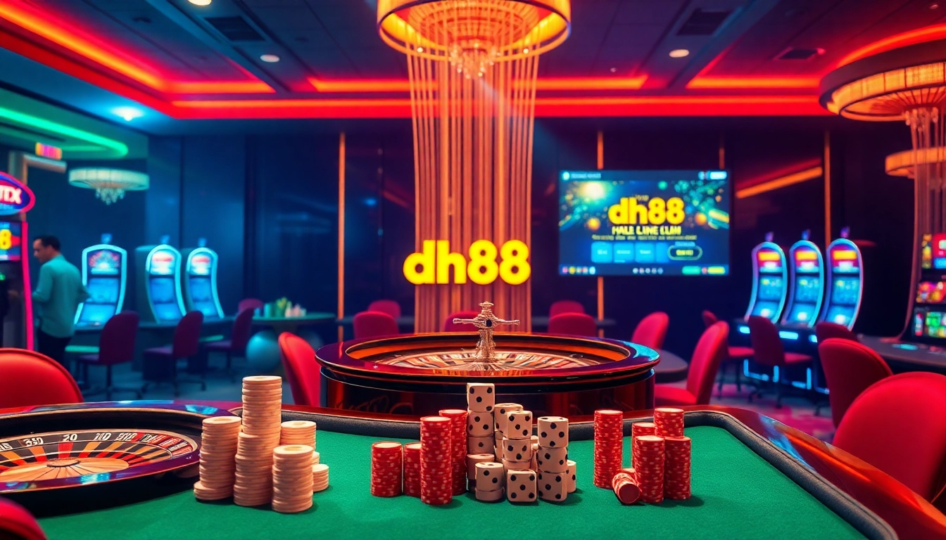 Experience the excitement of gambling at trang chủ dh88 with thrilling casino games and players engaged in action.