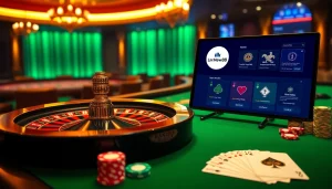Experience thrilling gameplay at Link New88's casino tables featuring poker chips and cards.