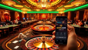 GK88.COM showcases players winning at luxurious casino tables and engaging with a vibrant online gambling interface.