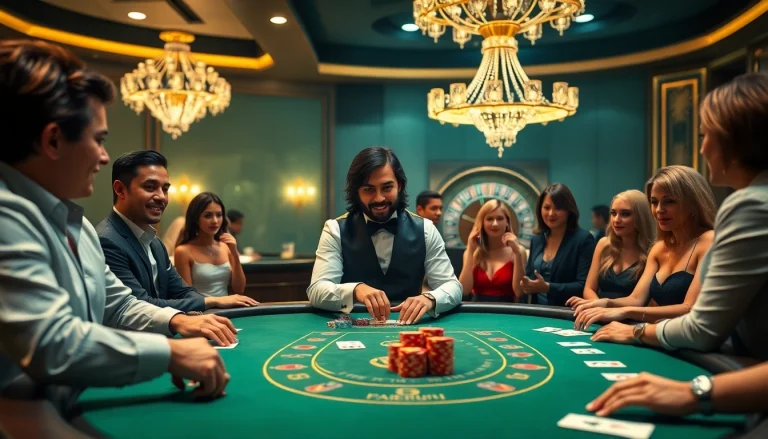 Exciting scene at the meilleur casino en live featuring a blackjack table and professional dealer.