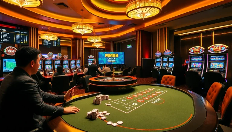 Experience the thrill of mm88 kjc with players engaged in a vibrant casino poker game.