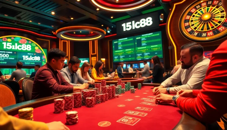 Experience the thrill of 15lc88 poker action in a luxurious casino setting.