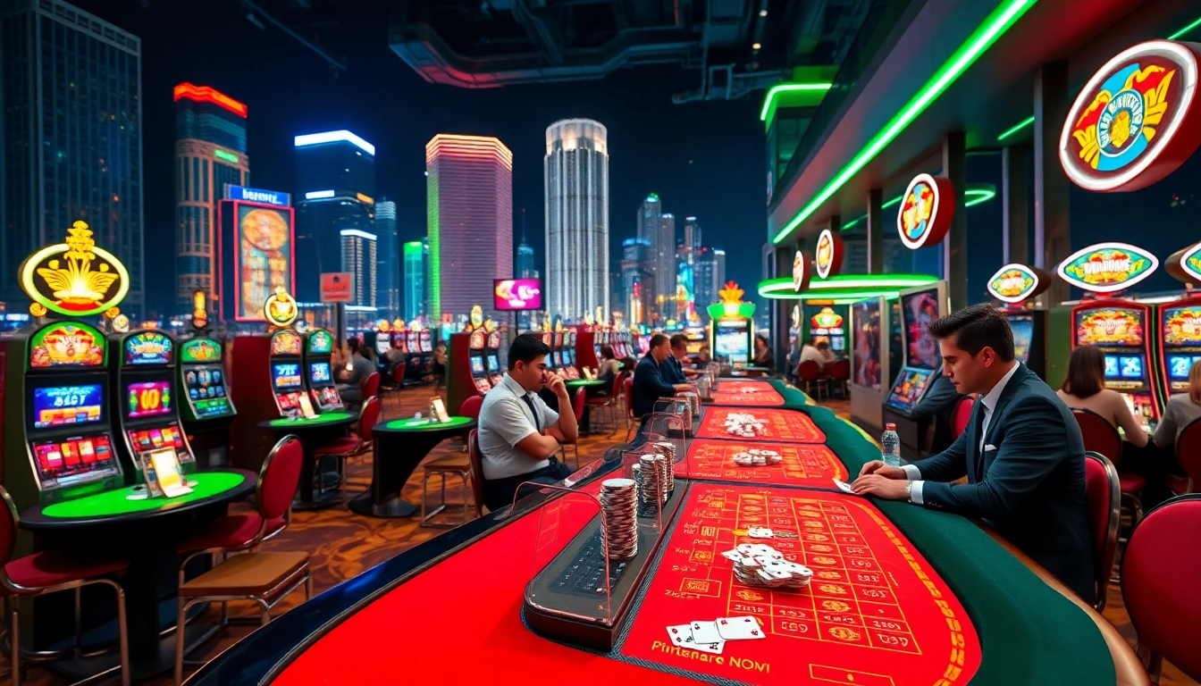 Jouez dans un casino en ligne Belgique avec des tables de jeu animées et des lumières éclatantes.