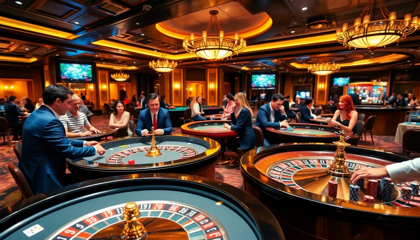 Vibrant atmosphere in a casino belgique with players engaged in lively games.