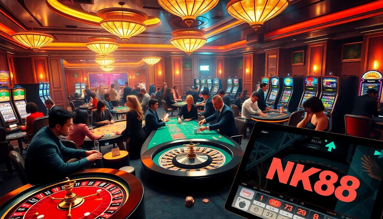 Experience thrills at https://nk88net.com/ with exciting poker games and roulette at a luxurious casino setting.