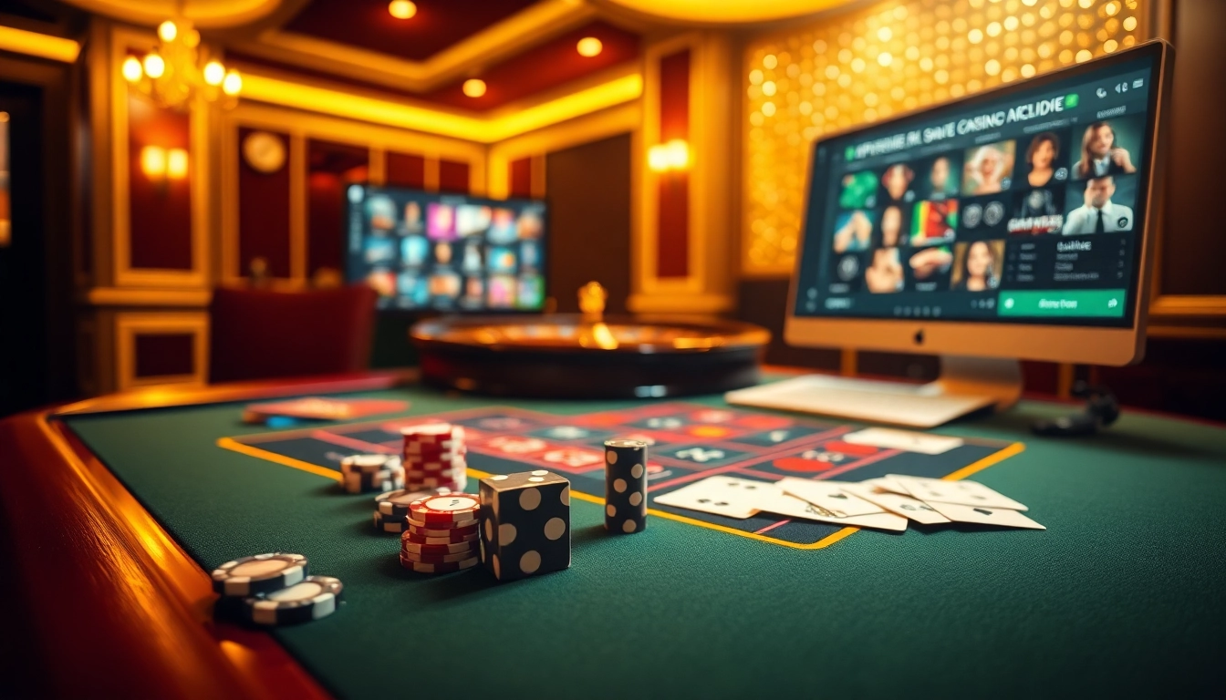 Experience the excitement of casino fiable en ligne with vibrant poker chips, cards, and a roulette wheel in a luxurious setting.