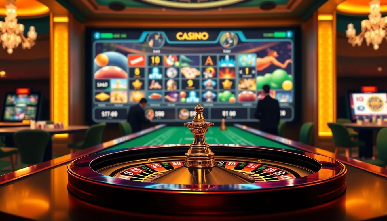 Casino en ligne argent réel avec des joueurs engagés autour d'une table de roulette élégante.