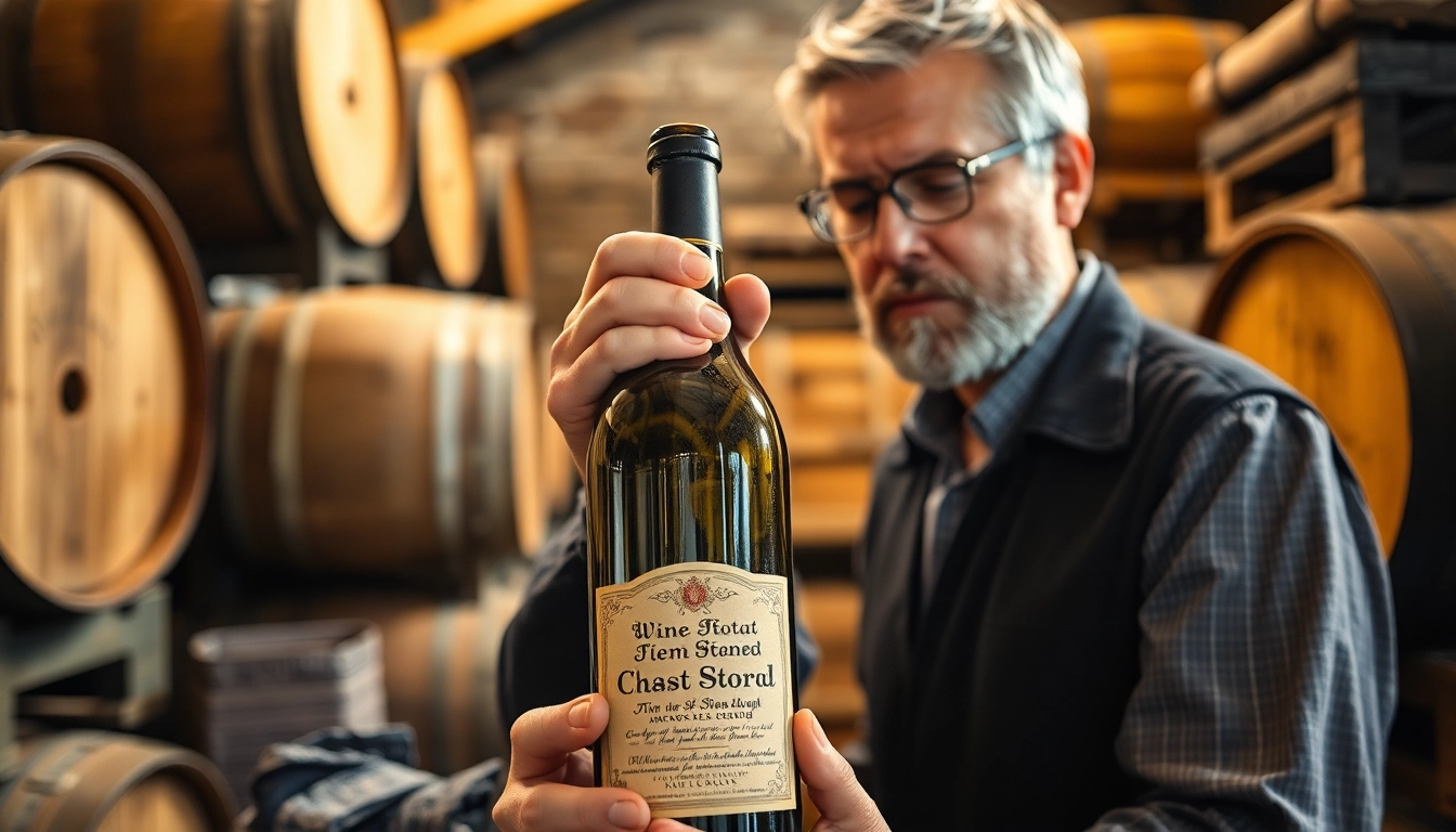 Analyse du historique par vin dans une cave rustique avec des bouteilles anciennes.