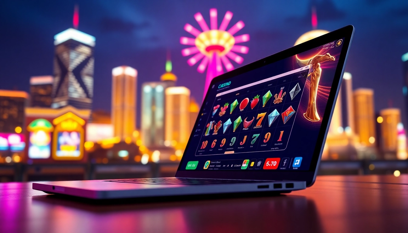 Découvrez le nouveau casino en ligne avec une interface moderne et brillante sur un ordinateur portable.