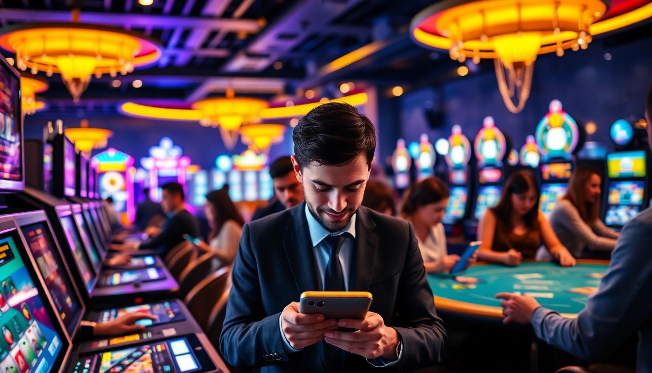 Joueurs passionnés profitant d'une expérience de casino en ligne argent réel sur des appareils divers.