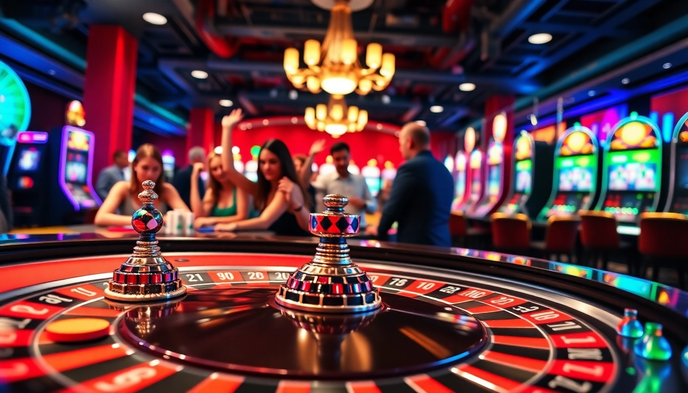 Jouer à un casino en ligne argent réel avec des tables de jeu vibrantes et des joueurs enthousiastes.
