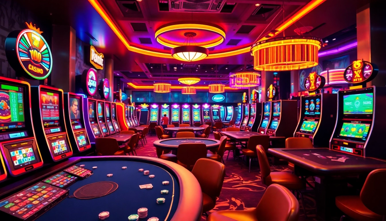 Jouer à un casino en ligne argent réel avec des machines à sous et des lumières vives