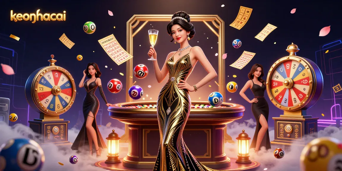Engage in thrilling action with keonhacai, dynamic lottery balls, and a glamorous casino atmosphere.