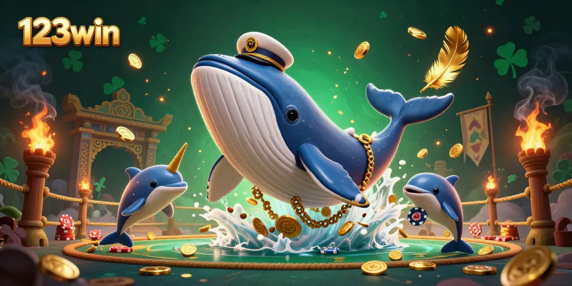 Experience thrilling games at 123win with vibrant characters and gold coins swirling in a lively casino.