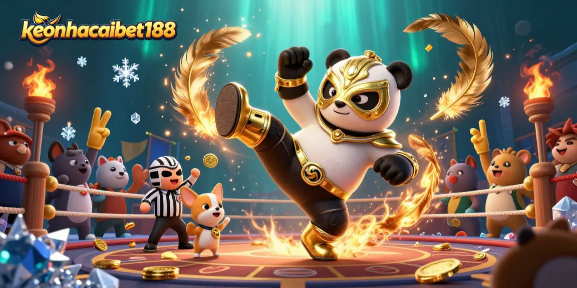 Engage in thrilling casino action with keonhacaibet188 during an animated wrestling match featuring animal characters.