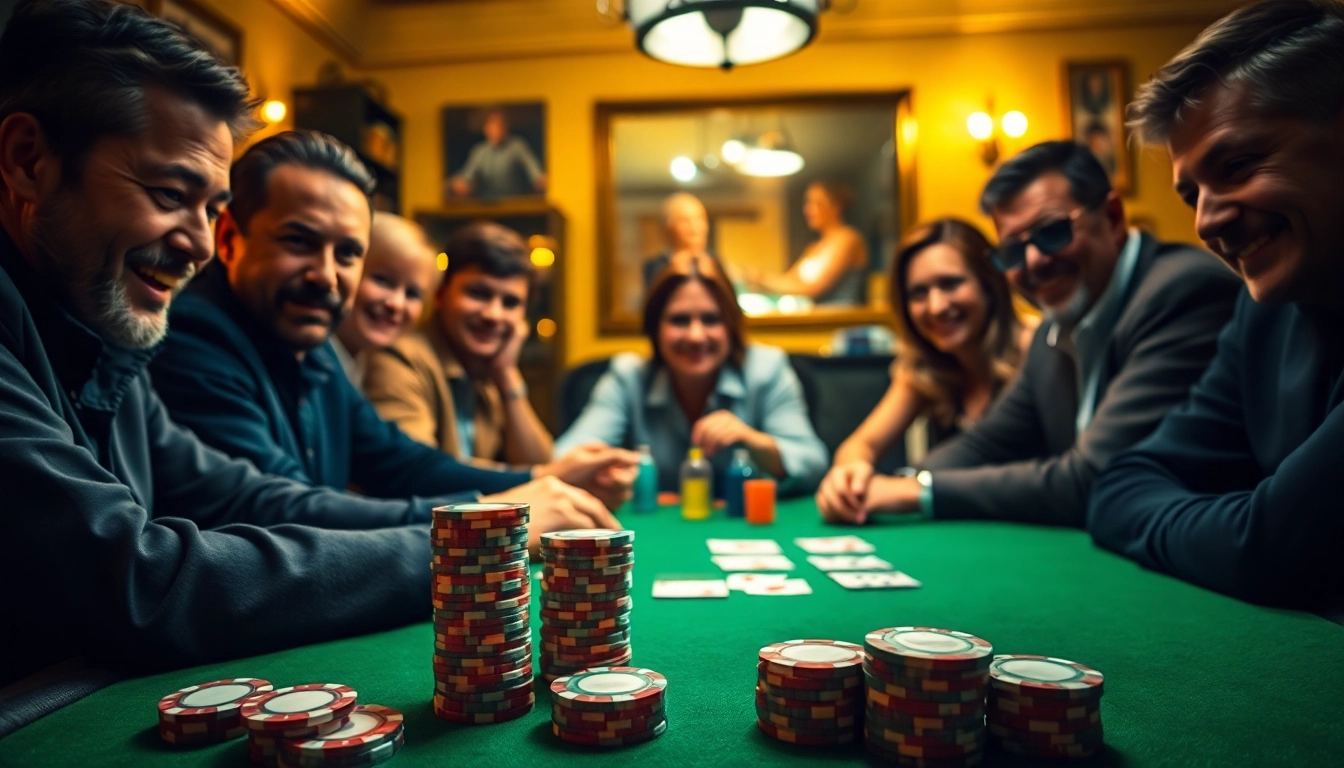 Jouez au poker en ligne avec des amis autour d'une table dans une ambiance chaleureuse. related image