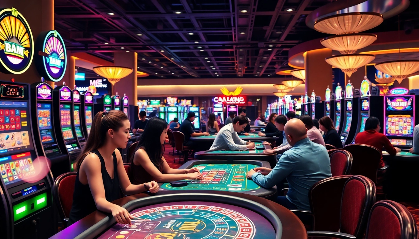 Players enjoying a thrilling casino en ligne experience in a vibrant setting.