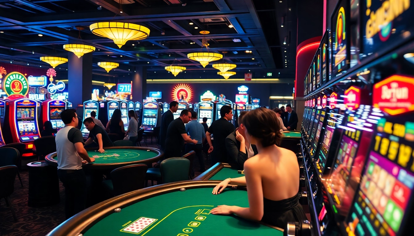 Participants enjoying games de casino en ligne dans une scène animée et luxueuse. related image