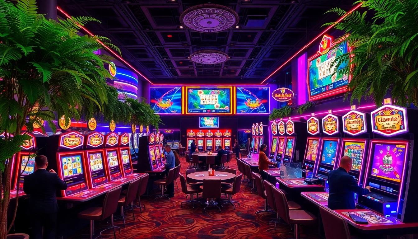 Play exciting games at the meilleur casino en ligne, featuring vibrant slot machines and elegant tables. related image