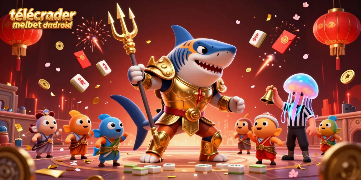 Engage with the vibrant scène of télécharger melbet android featuring a cartoon tiger shark and glowing elements.