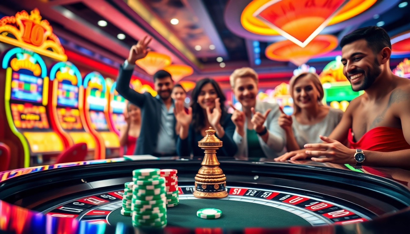 Joueurs profitant d'une expérience excitante dans un casino en ligne avec des jeux de roulette.