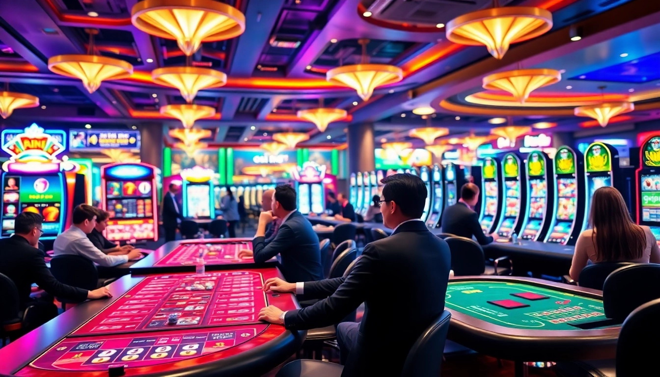 Players enjoying a thrilling casino en ligne experience in a vibrant setting. related image