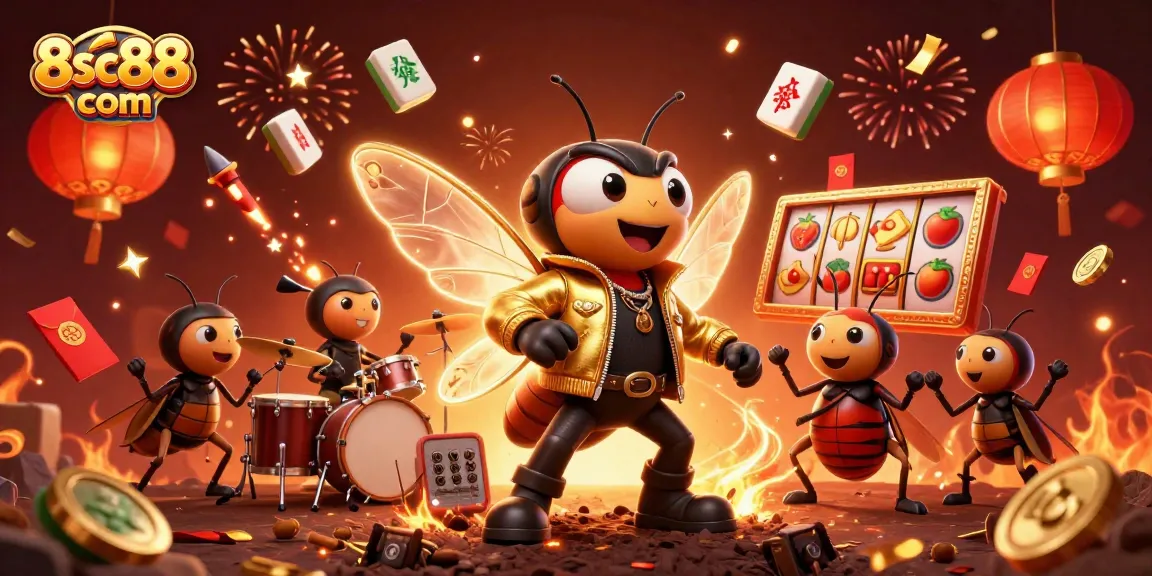 Engage in thrilling gameplay at 8sc88 com with dynamic casino elements and vibrant characters in a 3D illustration.
