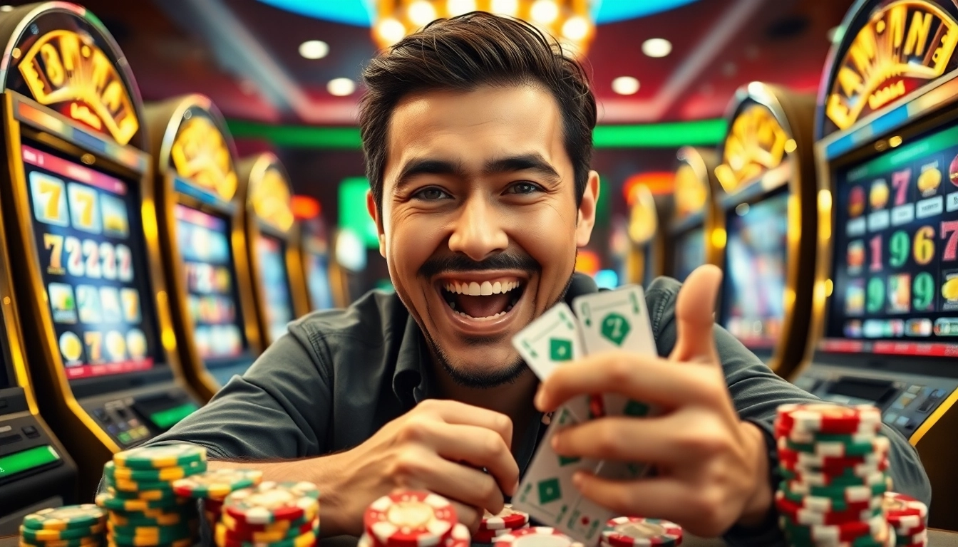 célébration de retrait immédiat dans un casino en ligne, combinaison de machines à sous et de jetons colorés. related image